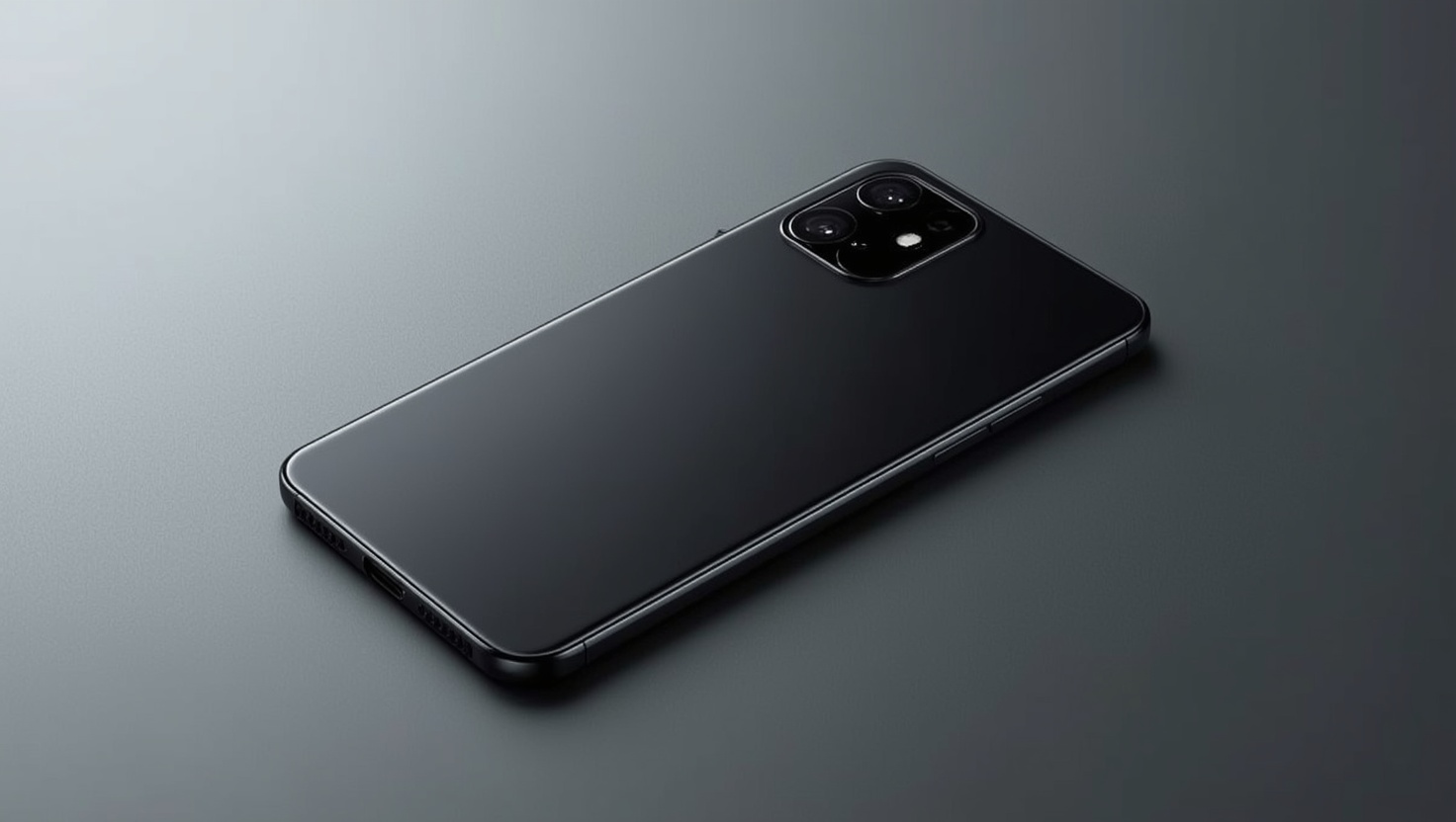 iPhone Air in Space Schwarz auf grauem Studio-Hintergrund